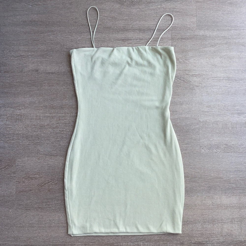 Large Love Tree Ribbed Cami Dress in the Color Moss 1256